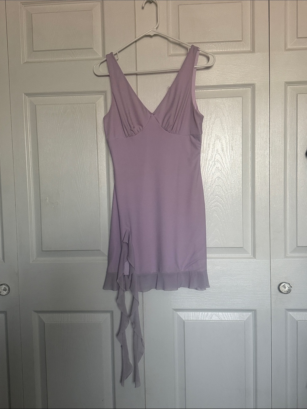 Princess Polly Lilac V-Neck Mini Dress with Ruffle Tie